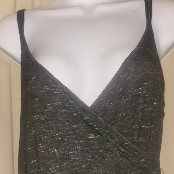 Express Dark Grey Marled V-Neck Sleeveless Maxi Dress - Picture 4 of 8